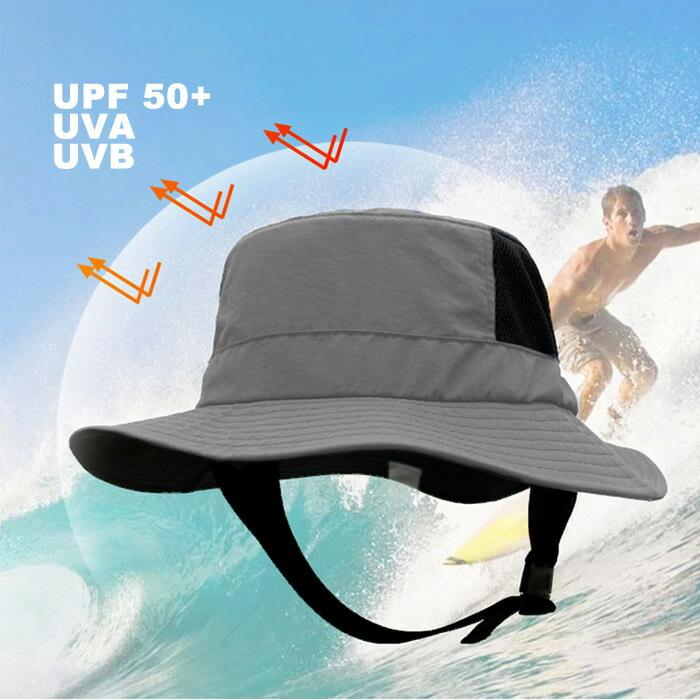 帽子 メンズ UVカット サーフハット バケットハット UPF50+ サファリハット メッシュ 紫外線対策 日焼け対策 あご紐付き 暑さ対策 サーフィン サイズ調整可能｜baobaoshop｜03