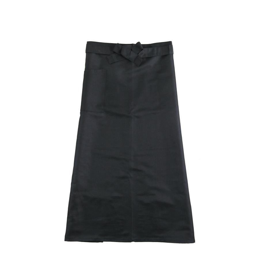 エプロン 大きいサイズ おしゃれ ロング丈 撥水 前掛け 無地 黒