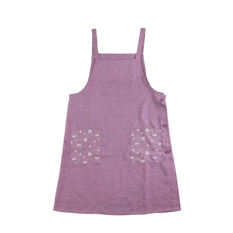 エプロン サイドボタン シワになりにくい お尻が隠れる ワンピース 花