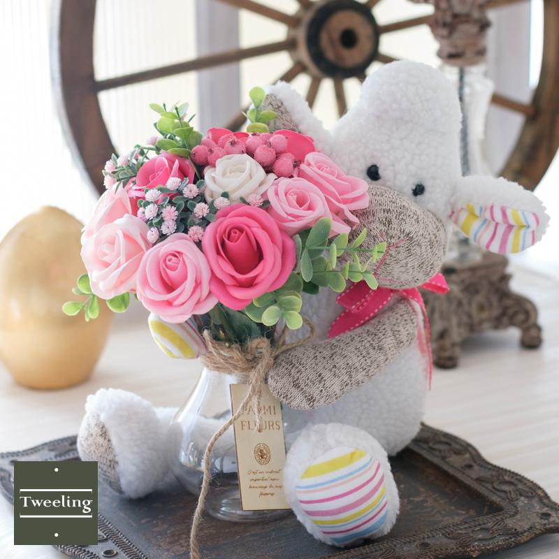 チャンキーフラワー ぬいぐるみ 花束 ギフト クリスマス ベビー プレゼント 敬老の日 プレゼント ギフト古希 喜寿 お祝い ソープフラワー