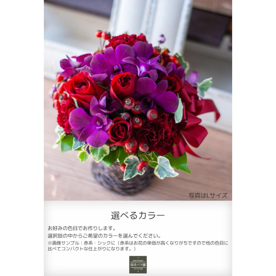 造花　赤い薔薇　オンシジウム　アレンジ　御祝　母の日　誕生日 造花、フラワーアレンジ、薔薇オンシジューム 仏花、誕生日