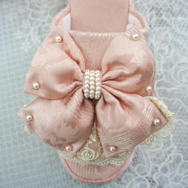 薔薇リボン付きヒールミュール 白・ピンク Mサイズ imgrc0082156367.jpg