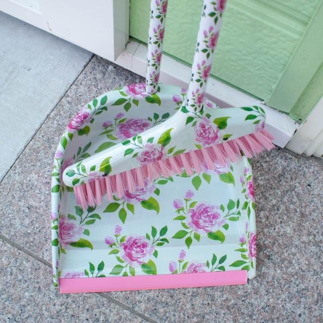 ほうき&ちりとりセット 掃除 玄関周り ブルーム&ダストパン ローズ 薔薇 おしゃれ ピンク レッド|barazakkawithheart|03