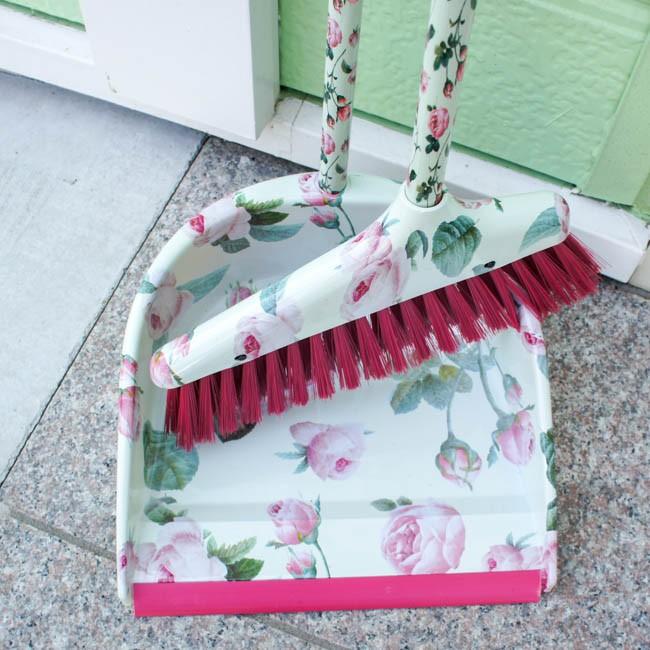 ほうき&ちりとりセット 掃除 玄関周り ブルーム&ダストパン ローズ 薔薇 おしゃれ ピンク レッド|barazakkawithheart|05