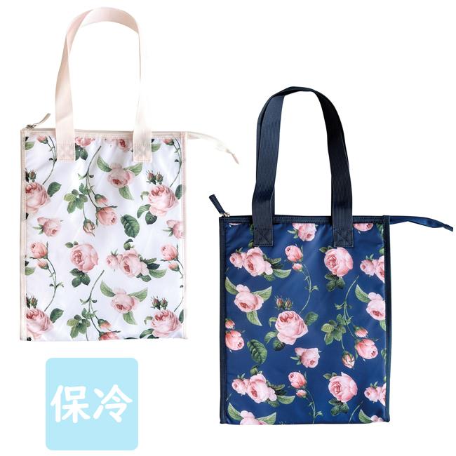 ショッピングトートバッグ 保温保冷 アルミ ローズ 薔薇 おしゃれ エコ 