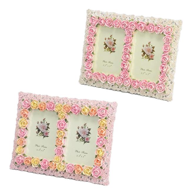 フォトフレーム2窓 レースローズ 写真立て かわいい 薔薇 ピンク ホワイト E 609 070 071 薔薇とレースと天使のお店 通販 Yahoo ショッピング