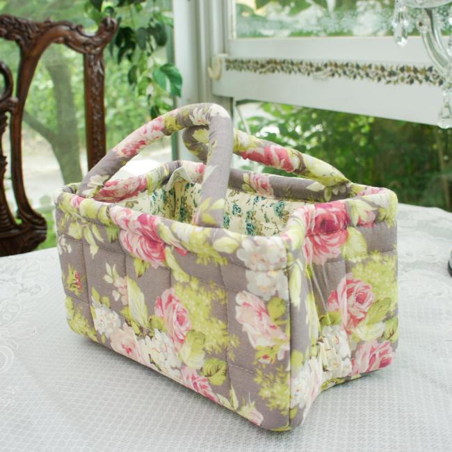 収納バスケット ミニサイズ 布 収納 小物入れ ローズ 花柄 薔薇