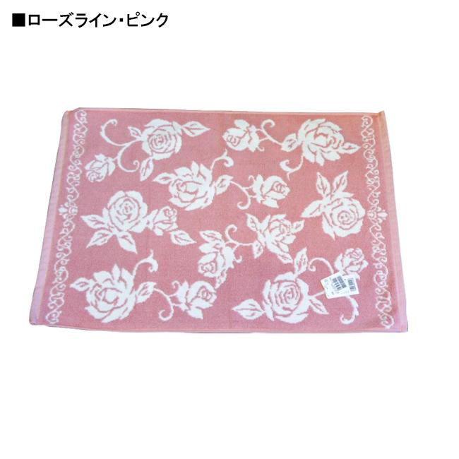 バスマット タオル地 おしゃれ 薔薇柄 ローズライン エレガントローズ