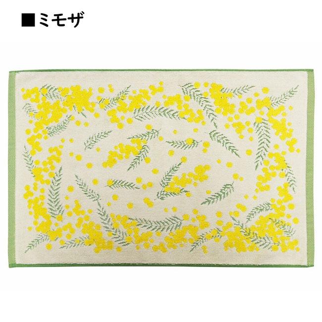 バスマット 綿100% タオル地 おしゃれ 薔薇柄 ローズライン エレガント