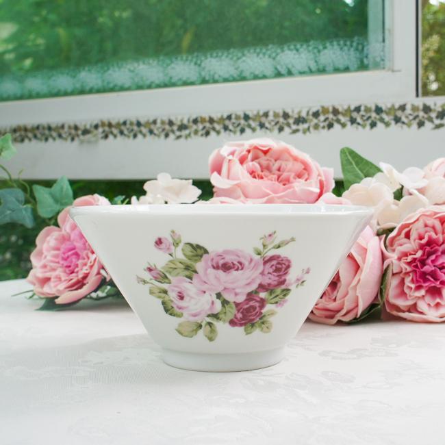 深丼 アニバーサリーローズ 日本製 薔薇 食器 どんぶり 花柄 洋風 幅