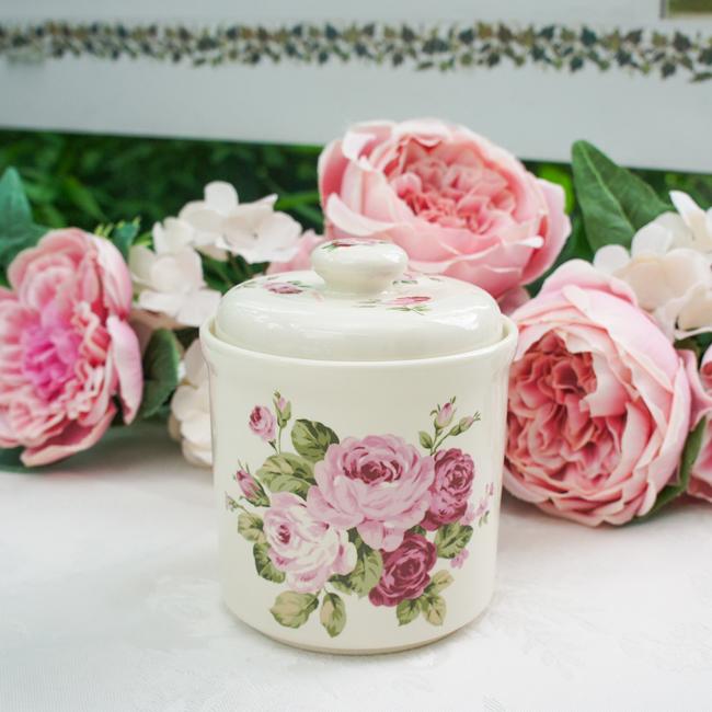 キャニスター アニバーサリーローズ 蓋付き小物入れ 日本製 薔薇 花柄