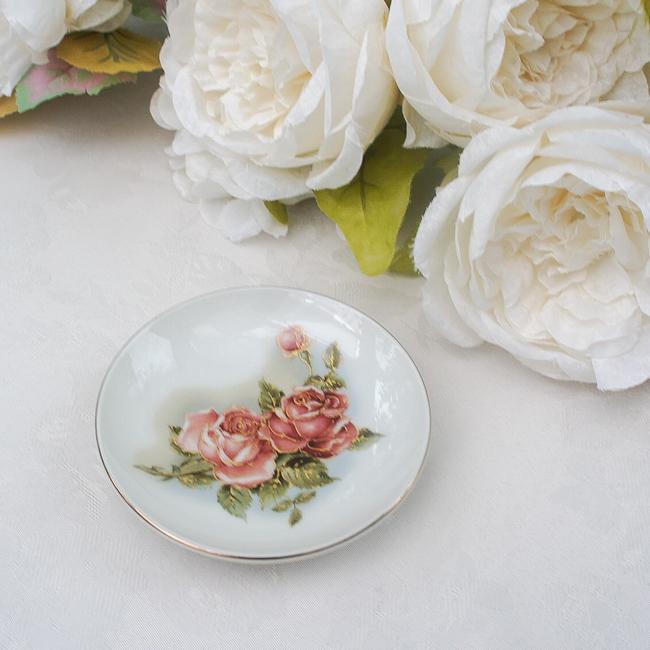 豆皿 小皿 金付き10cm ゴールドローズ 日本製 薔薇 食器 花柄 洋風