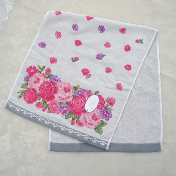 フェイスタオル ローズガーデン グレー ピンク おしゃれ プレゼント 薔薇 花柄 E 870 720 薔薇とレースと天使のお店 通販 Yahoo ショッピング