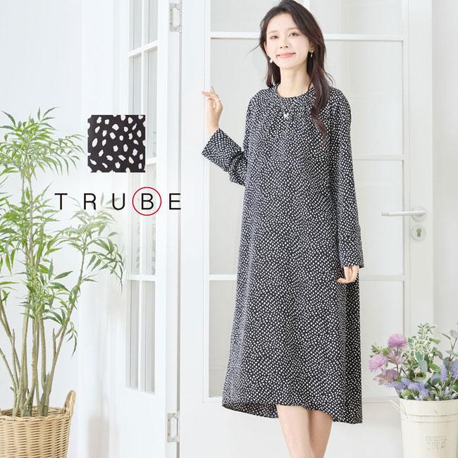ワンピース 変形ドット柄 ブラック TRUBE 2025aw L〜LLサイズ : 薔薇と