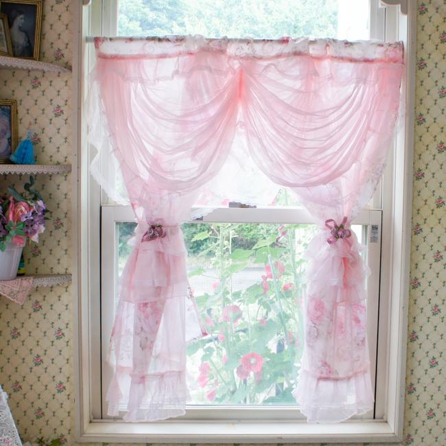 お姫様カフェカーテン 90cm丈 90 90cm おしゃれ ロマンチック 雑貨 レース キッチン カフェカーテン 薔薇 ローズ Lv Jin 12 9090 薔薇とレースと天使のお店 通販 Yahoo ショッピング
