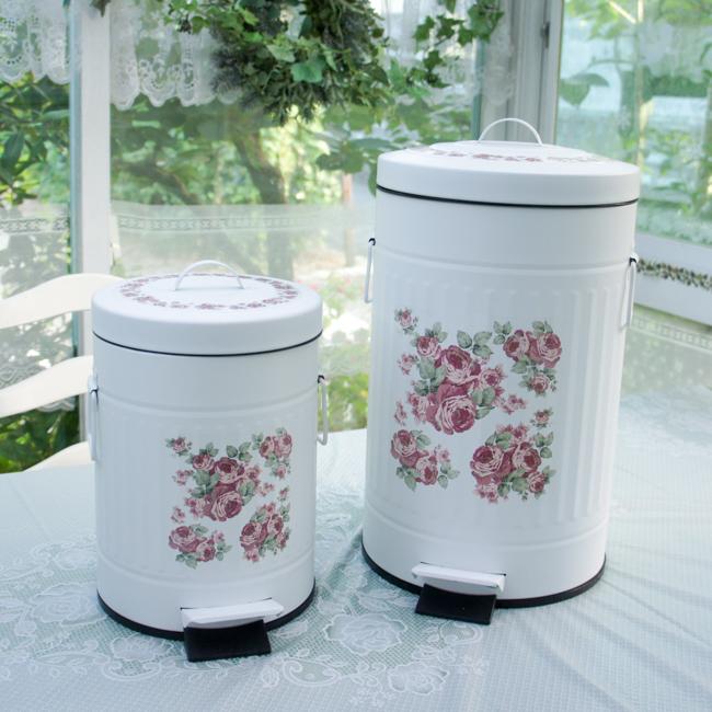 ダストボックス ペダル式 Lサイズ 12L ゴミ箱 ローズ 薔薇 おしゃれ