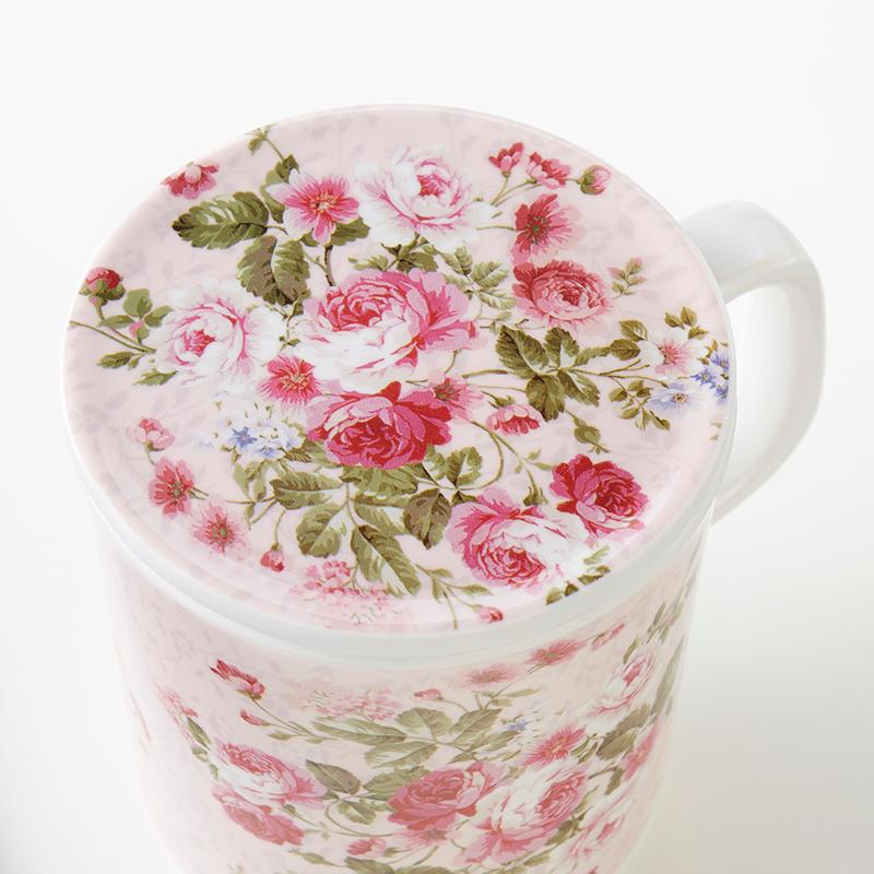 マグカップ 蓋付き メラミン製 ローズ おしゃれ 薔薇 350ml かわいい