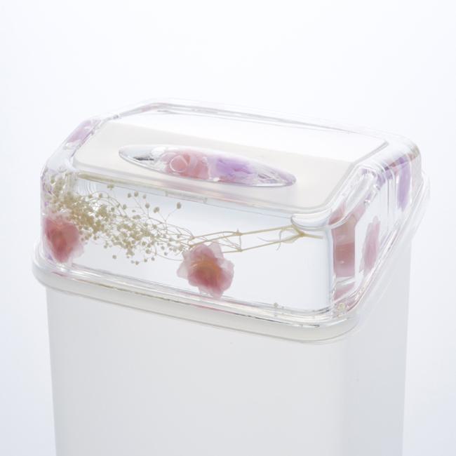 ゴミ箱 ダストボックススイング蓋付き アクリル水中花 薔薇