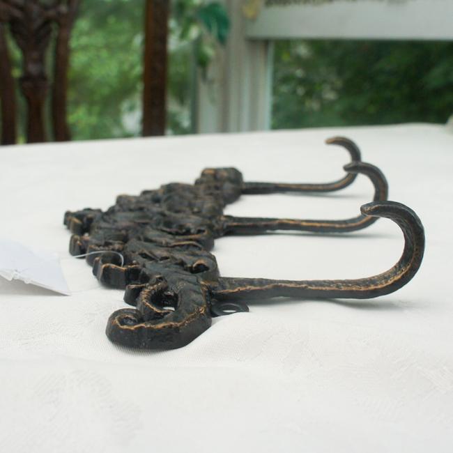 3連ウォールフック クラシカルアイアン ホワイト ゴールド ブロンズ 壁