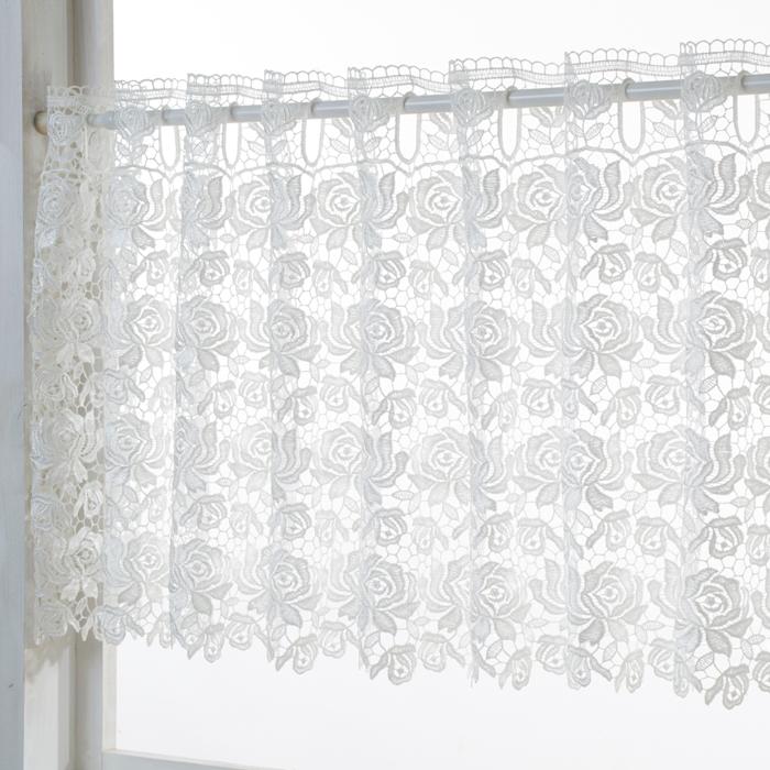 カフェカーテンs ローズ 45cm丈 45 150cm おしゃれ 花 フラワー ポリエステル ナチュラル ロマンチック 雑貨 レース キッチン 目隠し 薔薇 P 薔薇とレースと天使のお店 通販 Yahoo ショッピング