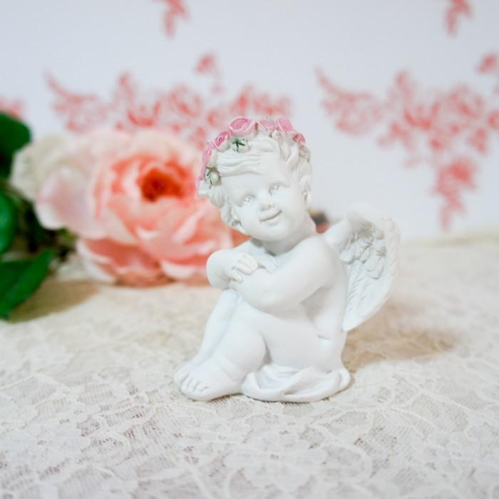 お座りスマイルエンジェルオブジェ 4種セット 天使 置物 オブジェ 薔薇