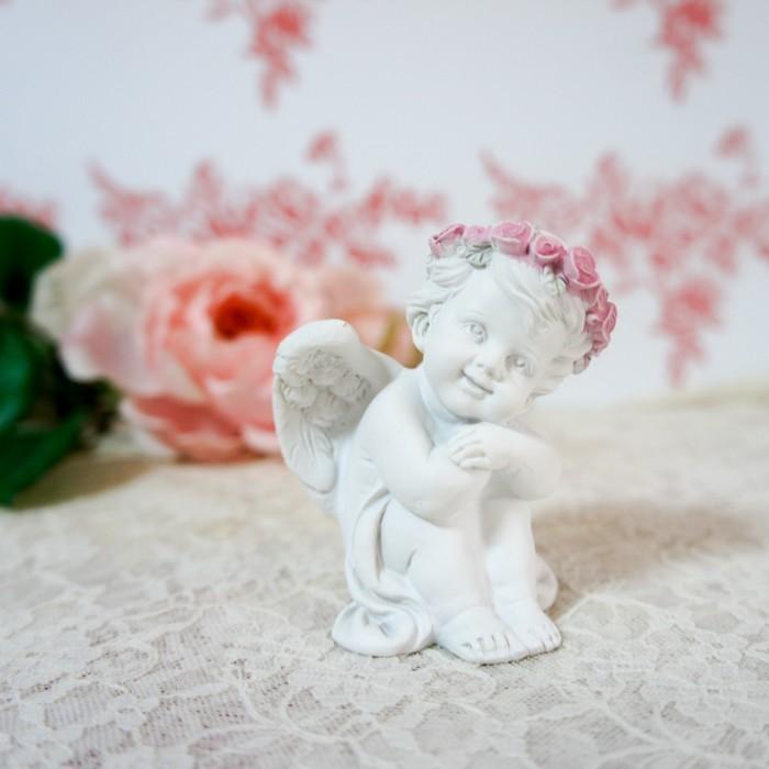 お座りスマイルエンジェルオブジェ 4種セット 天使 置物 オブジェ 薔薇