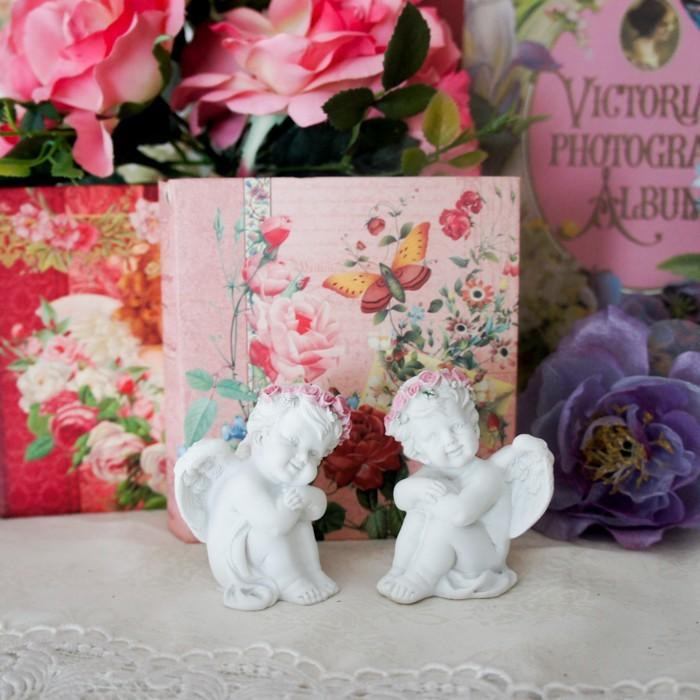 お座りスマイルエンジェルオブジェ 4種セット 天使 置物 オブジェ 薔薇