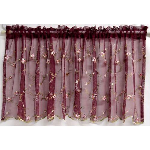 チュールレース カフェカーテン レース ローズ 45cm丈 45×150cm