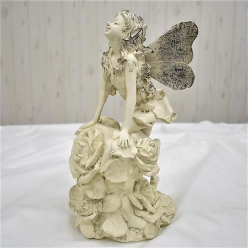 ローズフェアリー クリーム 置物 妖精 薔薇 オブジェ おしゃれ : s  