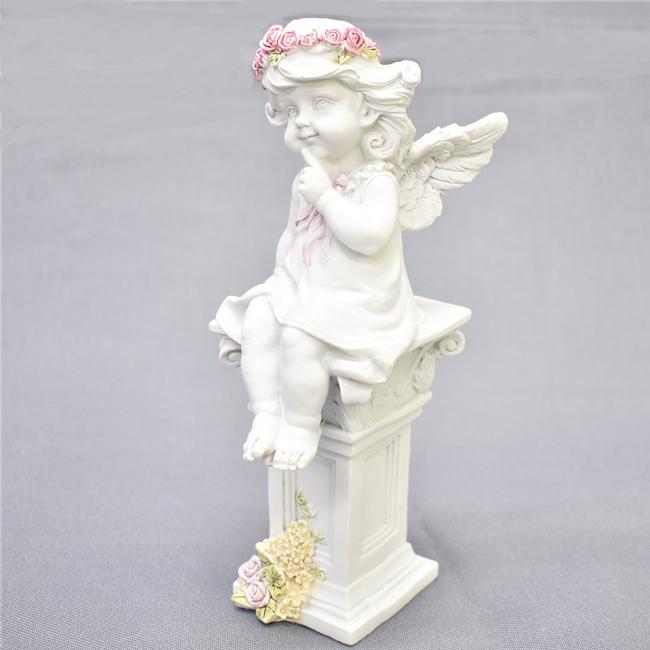 ローマ柱に座る天使 エンジェルオブジェ  薔薇 置物｜barazakkawithheart｜02
