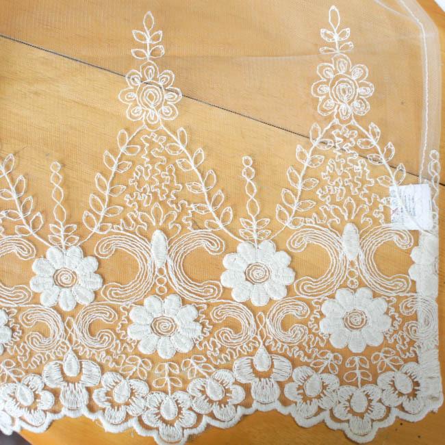 カフェカーテン フラワーモチーフ ベージュ 45cm丈 45×120cm おしゃれ