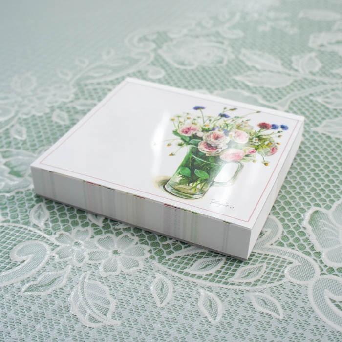 ブロックメモ 橋本不二子 ローズ 薔薇 おしゃれ 日本製 花瓶と花 メモ