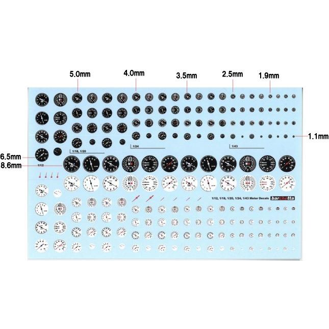 メーターデカール 黒文字盤 白文字盤 サイズ多数入り バルケッタ
