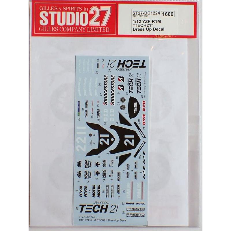 1/12 ヤマハ YZF-R1M "TECH21"ドレスアップデカール T社YZF-R1M対応  スタジオ27 MotoGPデカール ST27-DC1224 |  | 01