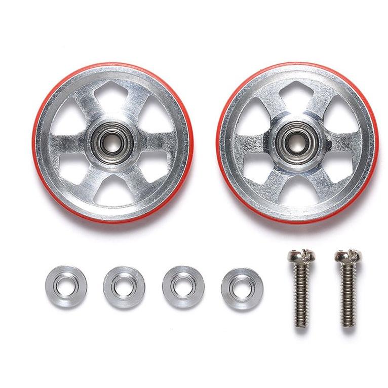 ミニ四駆 19mmプラリング付アルミベアリングローラー 6本スポーク