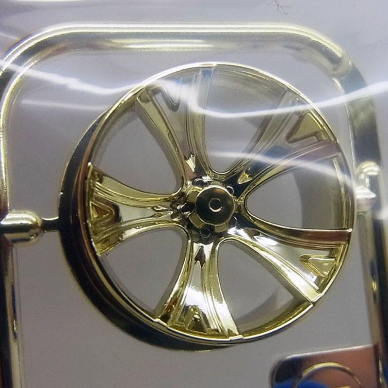 ミニ四駆 35周年ブルータイヤ&ゴールドメッキAスポークホイール タミヤ