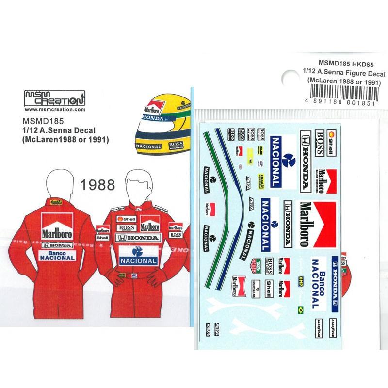1/12 アイルトンセナ フィギュアデカール マクラーレン 1988/1991 MSM