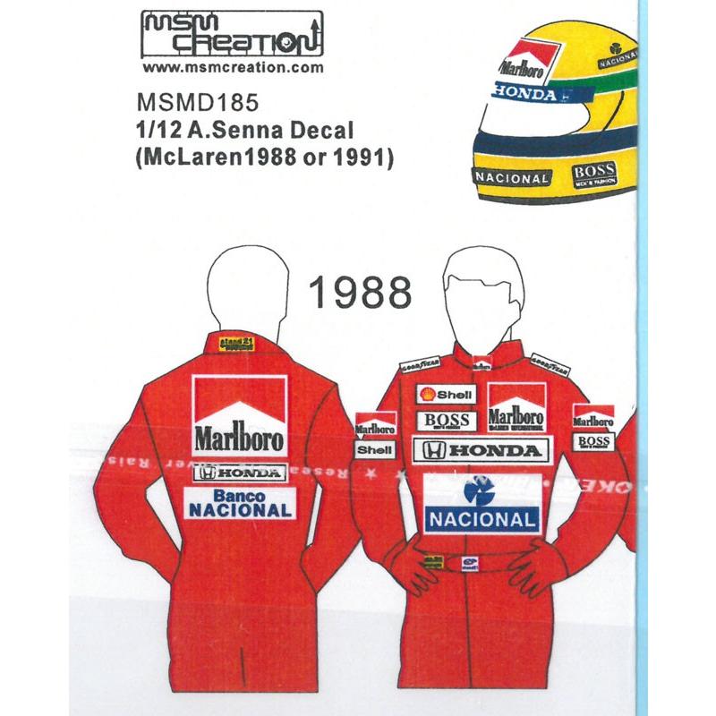 アイルトン　セナ　パネル 1/12 アイルトンセナ フィギュアデカール マクラーレン 1988/1991 MSM