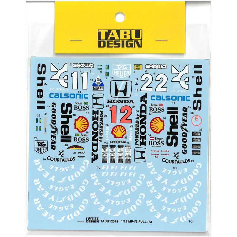 1/12 マクラーレン ホンダ MP4/6 フルスポンサーデカール TABUデカール