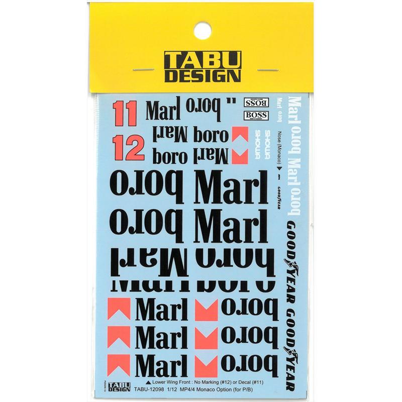 1/12 マクラーレン MP4/4 マルボロ タバコ & オプションロゴ セット