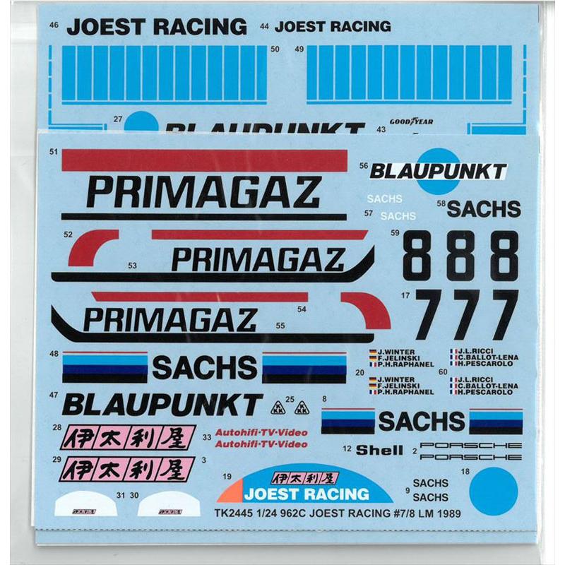 1/24 PORSCHE 962C JOEST #7/8 LM1989 トランスキット T社1/24対応
