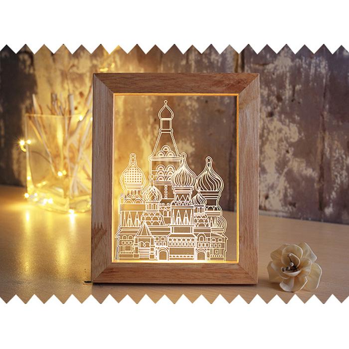 LED木製フレーム アクリル板付き オリジナルライト クリエイティブ