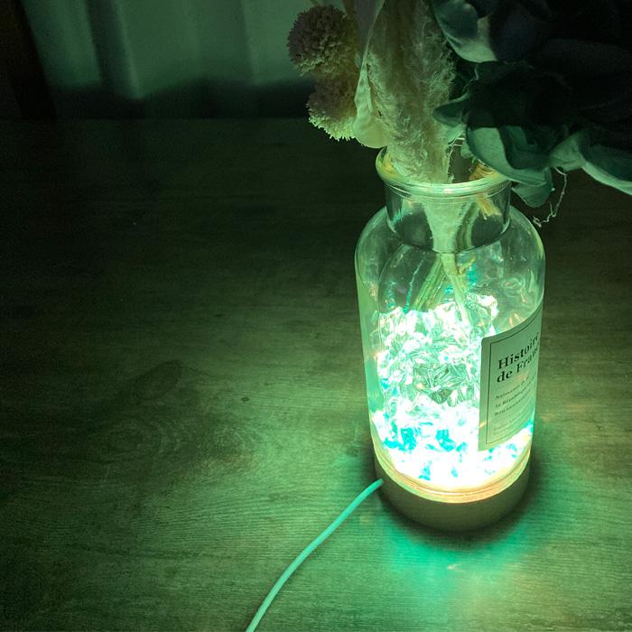 ディスプレイ用LEDライト 木製台座 透明な天然石のディスプレイに 丸型