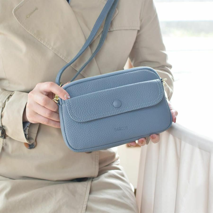 BARCOS（バルコス） シュリンクレザー横長ポシェット レディース 全4色