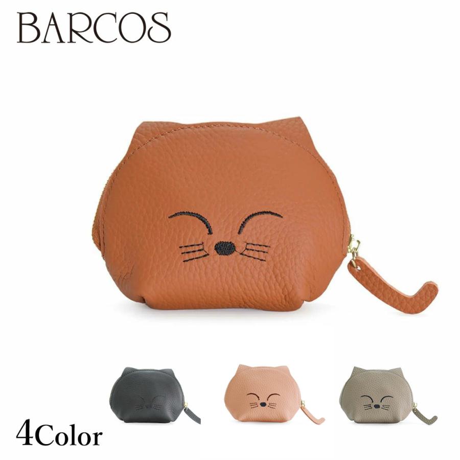 BARCOS（バルコス） ネコモチーフレザーポーチ レディース 全4色