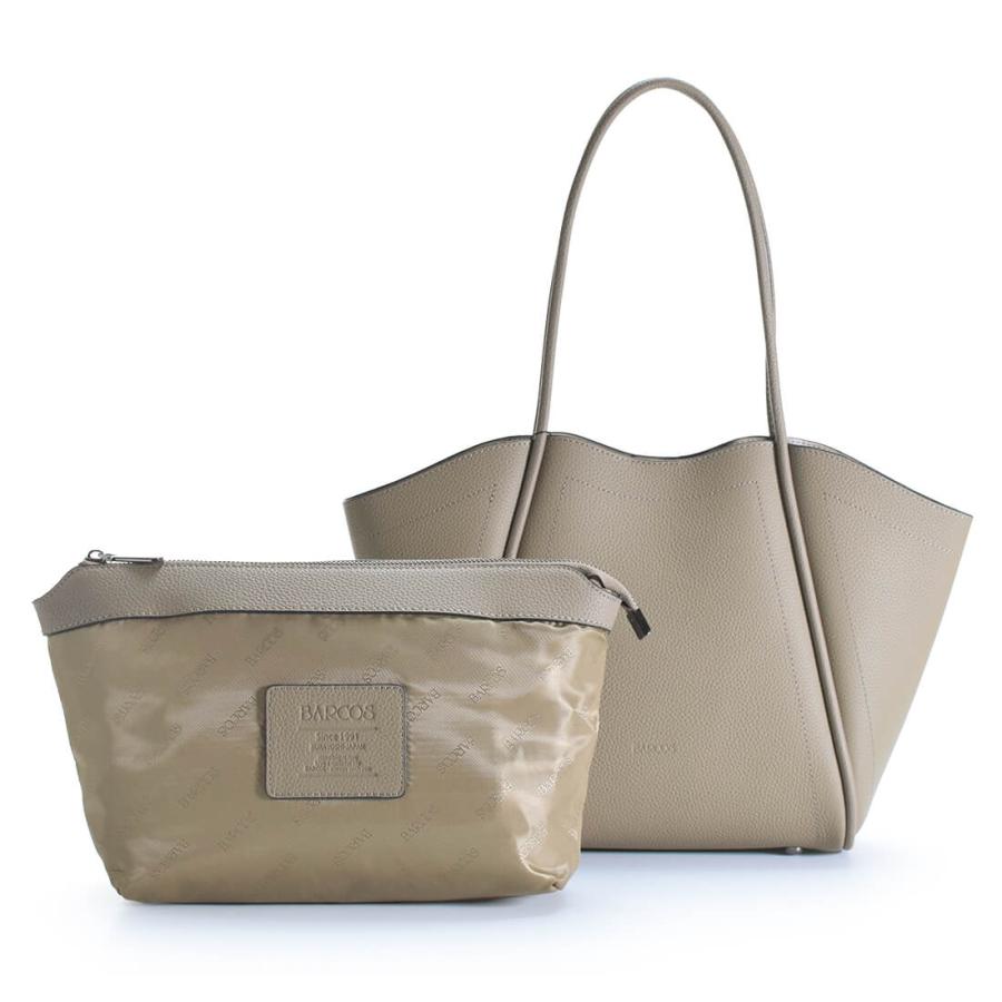 BARCOS（バルコス） ポーチ付きシュリンクレザートートバッグ