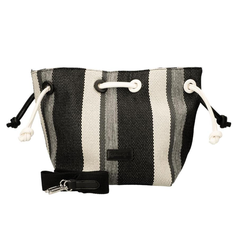 ストライプ バケツ型バッグ グレー トートバッグ レディース