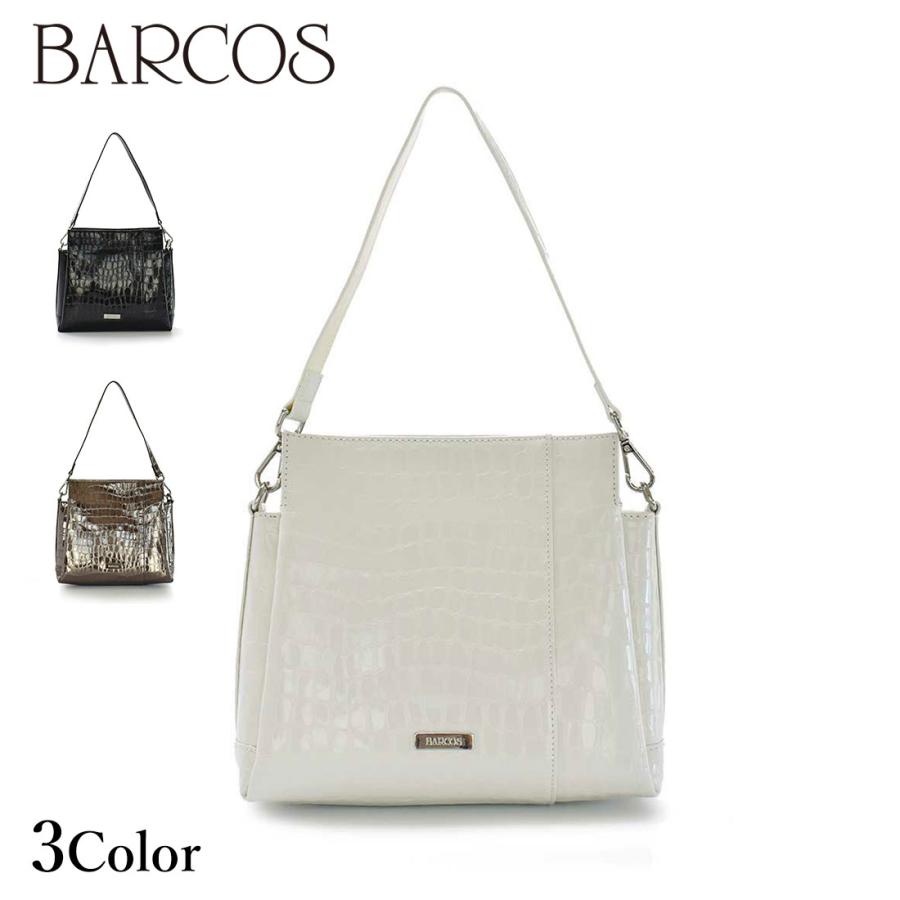 BARCOS（バルコス） シャイニングレザークロコダイル型押し2way 