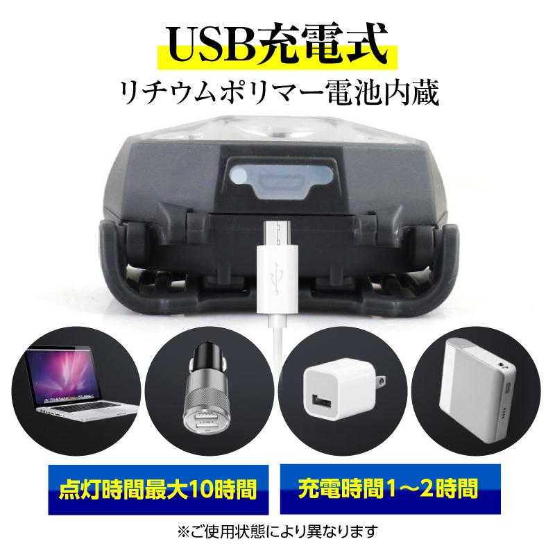 ヘッドライト 充電式 釣りLED 防災 ヘッドランプ センサー付き キャンプ USB 訳あり｜barefeet｜06