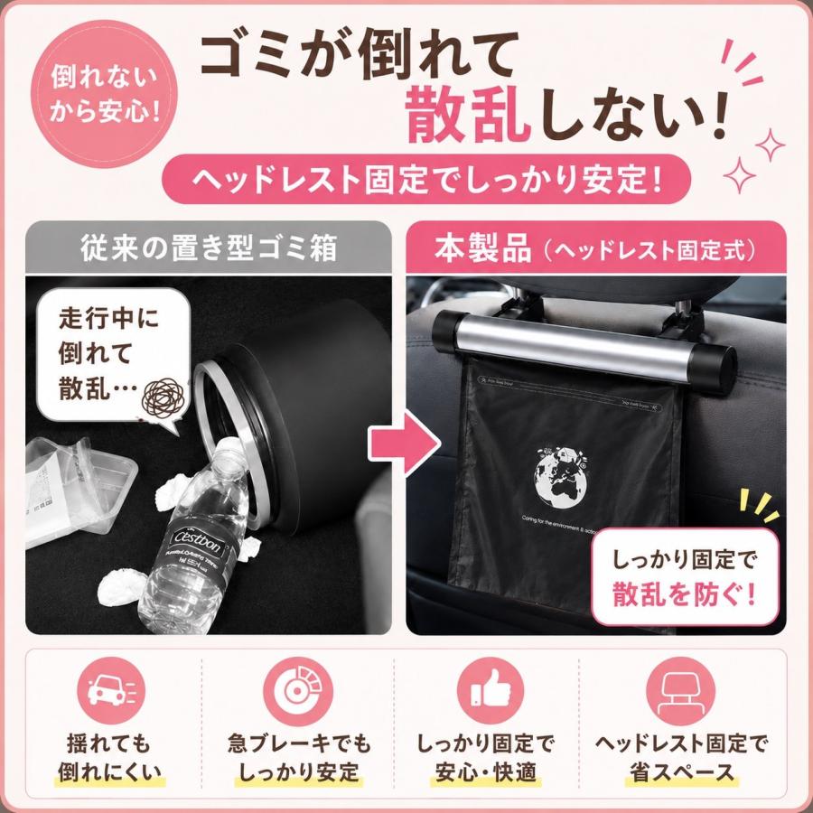 車 ゴミ箱 吊り下げ 車用ゴミ箱 ロール式 ゴミ袋収納 ゴミポケット
